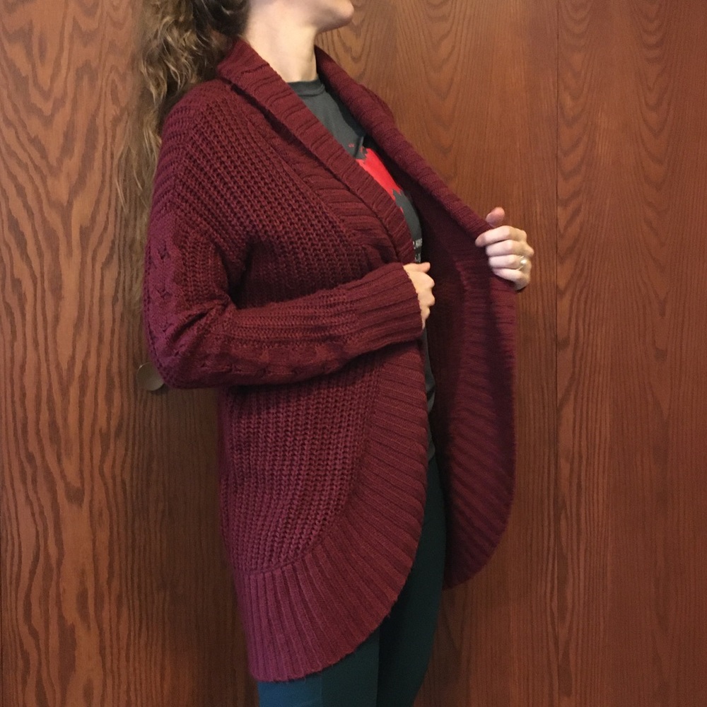 Oversized Maroon Cardigan